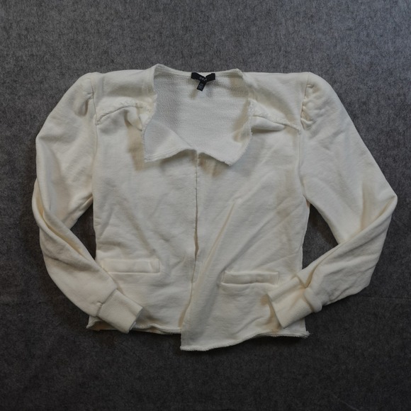 DREW Sweaters - Drew Cardigan Womens Extra Small White Knit Cotton Open Front Sweater Casual